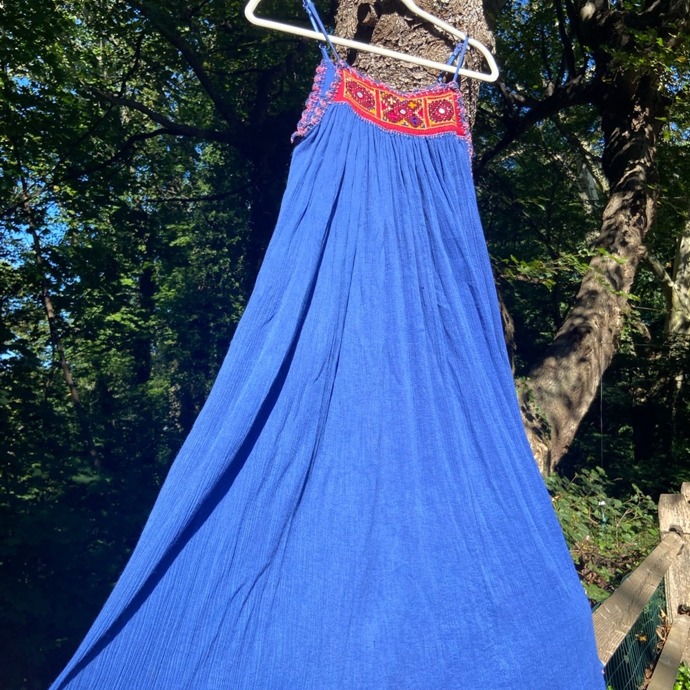 Calypso St Barth Ocean Blue Embroidered Midi Dress XS